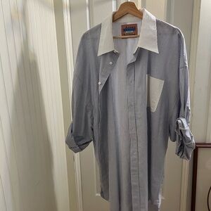 Acne Navy Striped Button Down Shirt